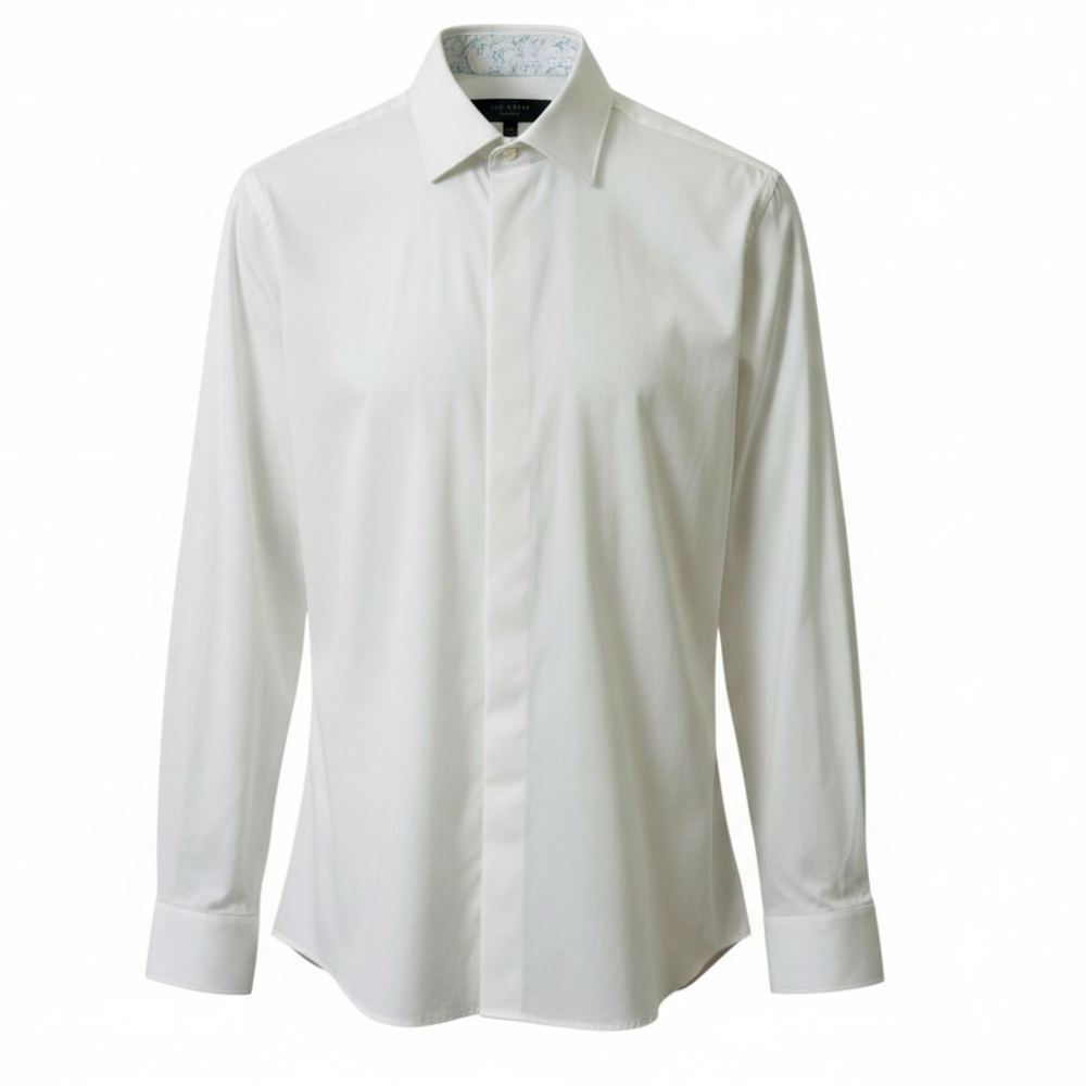 Ted Baker London Modern Fit White Dress Shirt Men’s 15.5 100% Cotton Long Sleeve